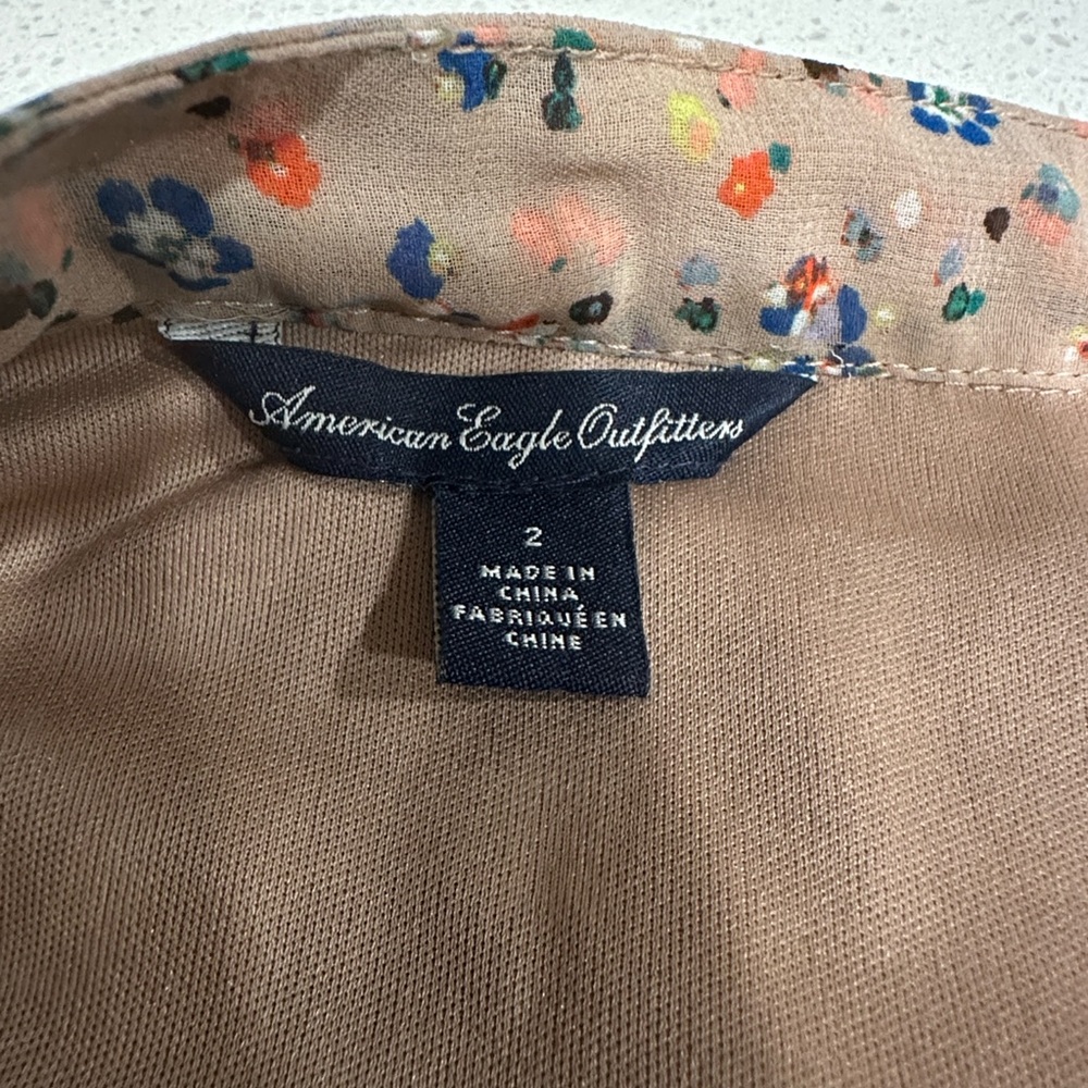 American Eagle Outfitters Floral Mini Skirt with Orange Trim - Picture 4 of 7